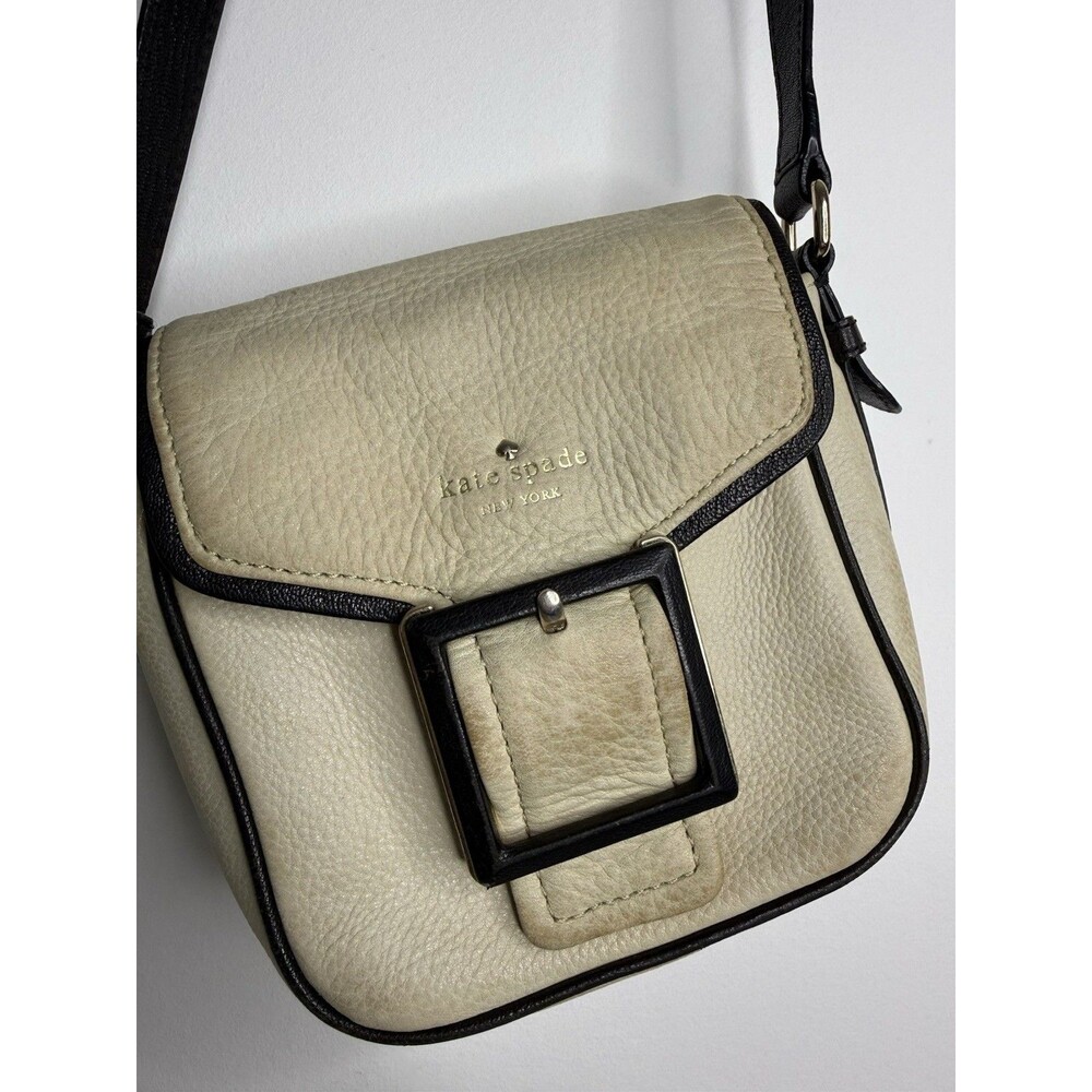 Kate Spade New York Cream Pebbled Leather Buckle Crossbody Bag